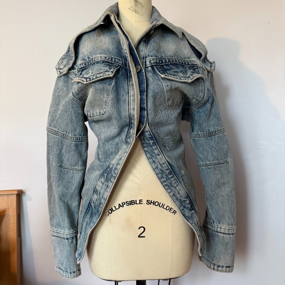 The Attico Denim Cinch Waist Jacket Shirt Size IT 36